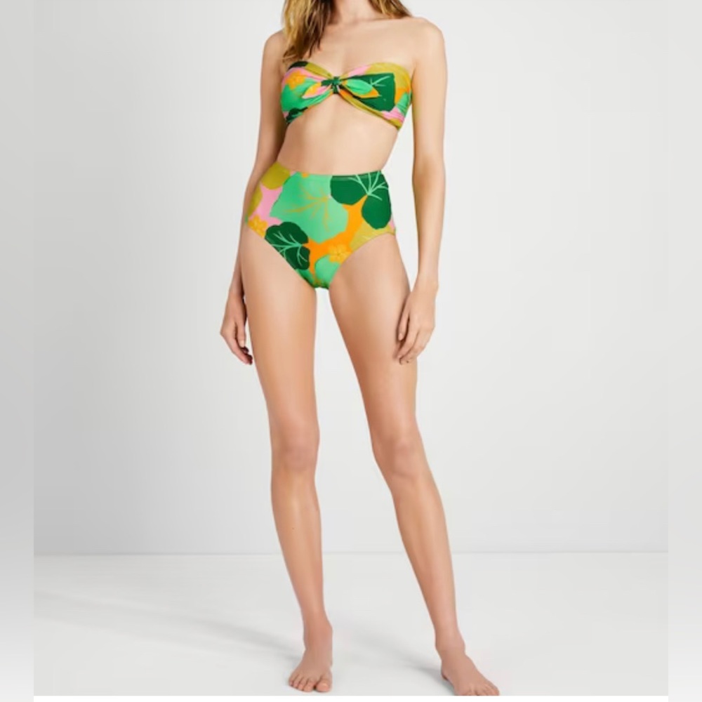 Kate Spade cucumber floral high waist bikini